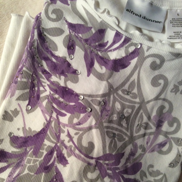 Alfred Dunner Top Elbow Length Embellished - Picture 2 of 7